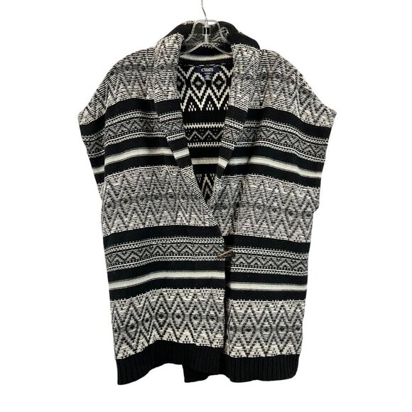 Chaps Sleeveless Knit Cardigan Toggle Closure Black/White Size XL - Picture 1 of 8